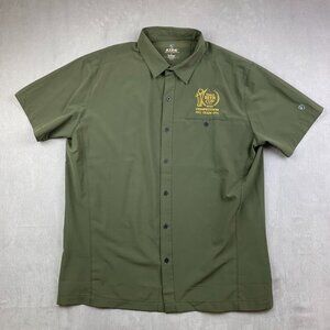 Kuhl Mens Shirt Large Green Renegade Button Up Tufflex World Beer Cup Outdoor